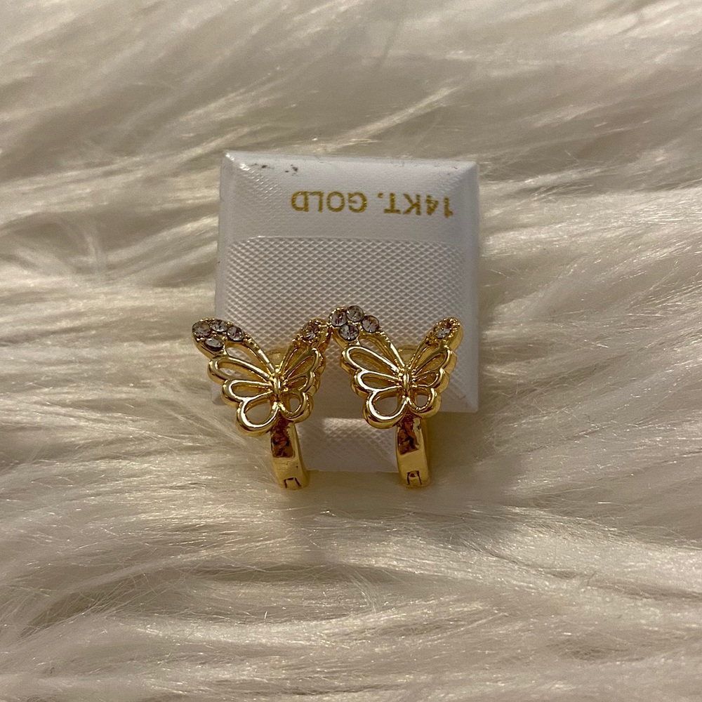 14kt gold small Butterfly earrings